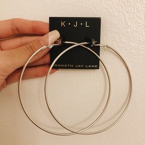 New!! Kenneth Jay Lane Silver Hoop Earrings
